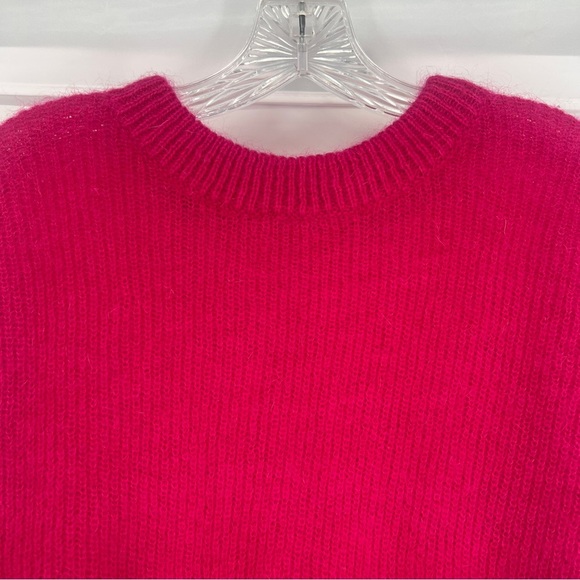 ALC Mohair Wool Blend Hot Pink Pullover Crew Neck Designer Knit Sweater XS - Picture 5 of 9